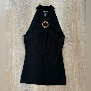 INC International Concepts Black Halter Tank Top Size L